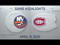 NHL Highlights: Islanders vs.Canadiens - Apr 15, 2022