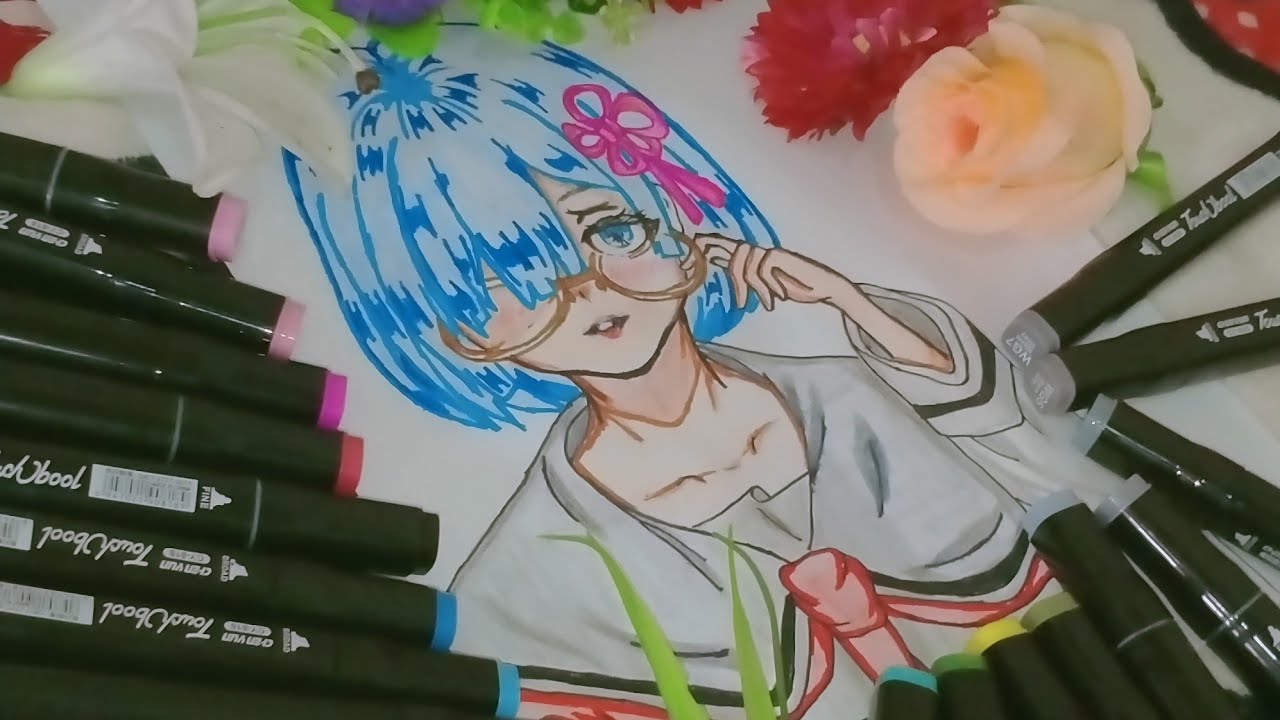 SPEED DRAWING [REM] (REZERO KARAHAJIMERU) Glasses Vers, School Vers