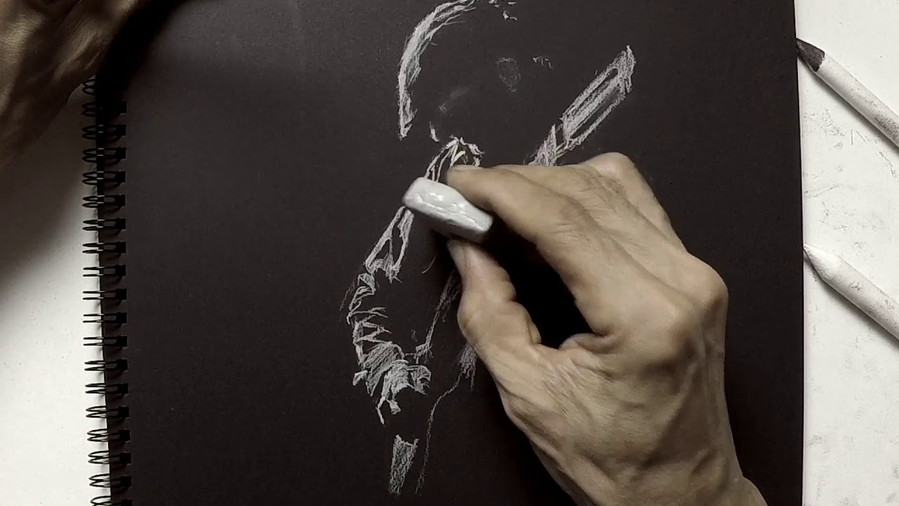 White Pastel on Black Paper - YouTube