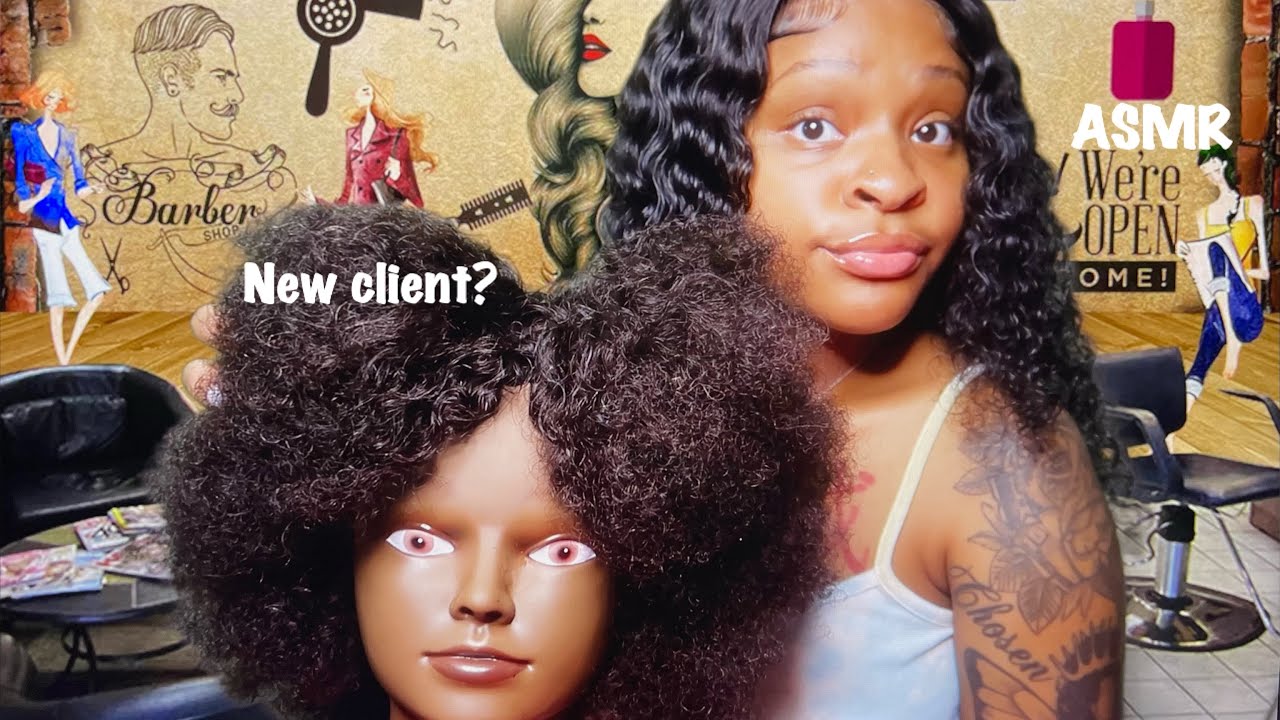 ASMR | Afro Hair Play At The Salon Role Play! | Detangling + Water Sounds! 💆🏽‍♀️