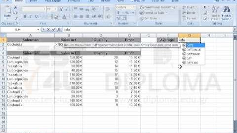 Enter the appropriate function in cell G1 to return the average of sales over 100€ effectuated...