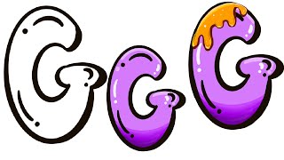 How to draw Bubble letter G in cool Alphabet buble letters graffiti with drips Throwie Easy 3D