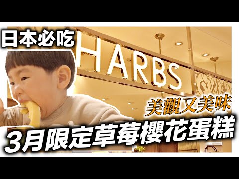 日本必吃HARBS｜限定草莓櫻花蛋糕｜日本日常生活vlog