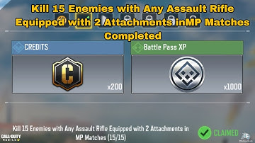 Kill 15 Enemies with Any Assault Rifle Equipped with 2 Attachments inMP Matches Cod Mobile