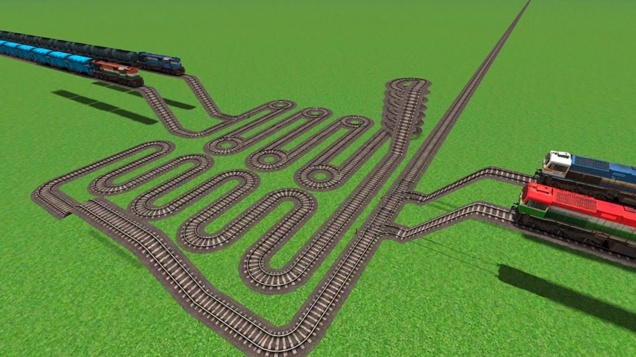 Indian Trains Crossing 3d Gameplay Funny Train Videos//Daimond Bumpy Forked Railgadi Tracks