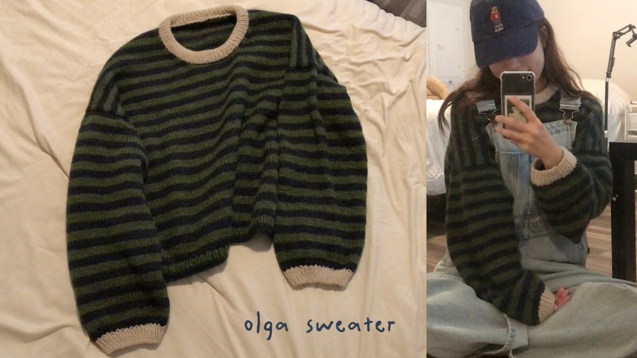 [미국 뜨개로그] 올가스웨터 🌲 배색만 1년 고민함 .. | 다이어터 뜨개인의 점심 기록, 피크닉 뜨개뜨개 (sub)