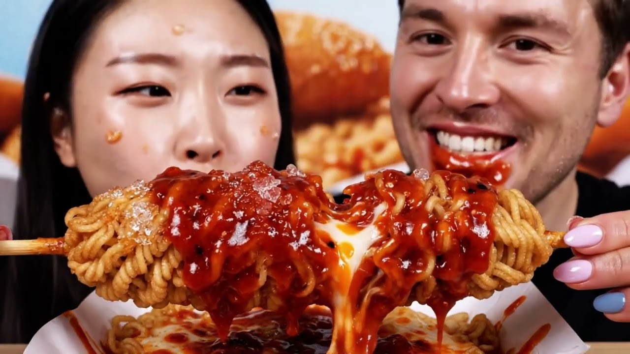 🔥 NUCLEAR FIRE NOODLES & Mozzarella CORN DOG Mukbang 🌭🍜 (Spicy Challenge ASMR)