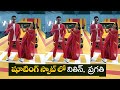 Actress Pragathi fun moments with actor Nithiin during a shoot