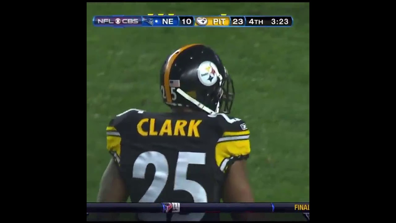 Steelers Ryan Clark stops Patriots Kevin Faulk from getting into the end zone!