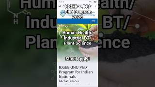 ICGEB-JNU PhD Announcement 2026 | Top Institute PhD Opportunity | Apply Now!
