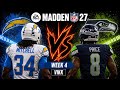 Chargers vs Seahawks Week 4 Simulation | Madden 27 Draft Rosters