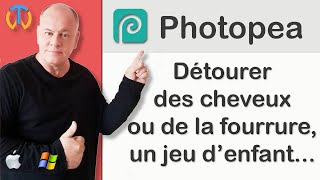 Comment détourer ( très ) facilement des cheveux ou de la fourrure avec photopea ?