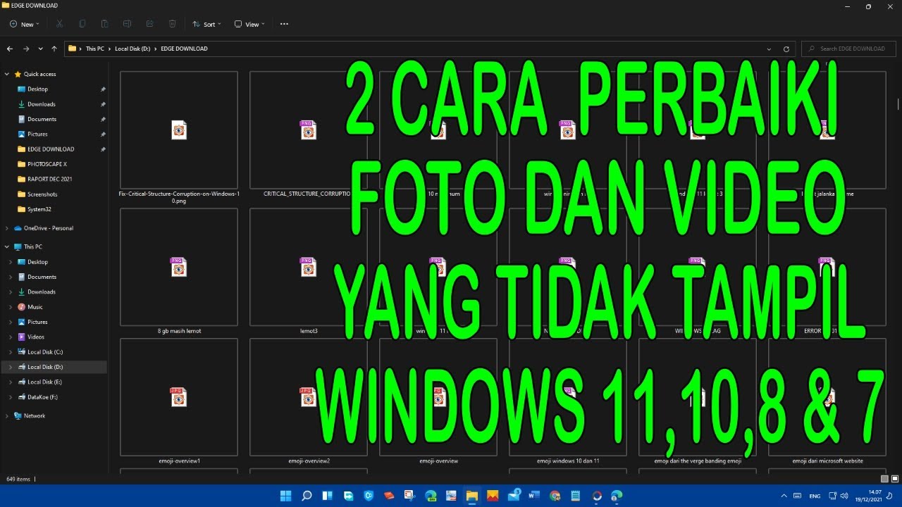 2 Cara Perbaiki Foto Dan Video Yang Tidak Tampil di Windows 11, 10, 8