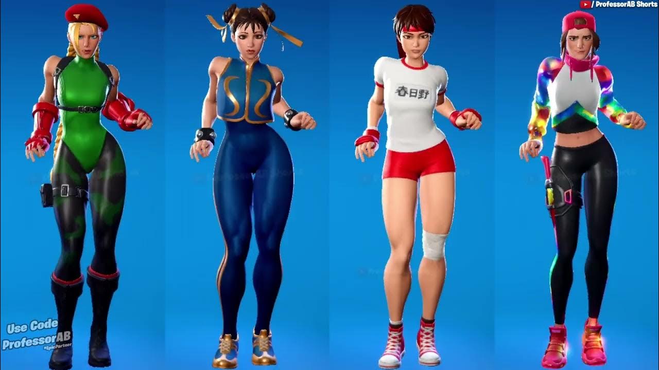 Fortnite Party Hips Emote With Cammy Chun Li Sakura Gym Loserfruit Hot Girl Skins Thicc 🍑😘😜😍🔥