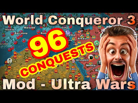 Видео: Трэш обзор 96 конквестов. Мод "Ultra Wars Mod" на World Conqueror 3.