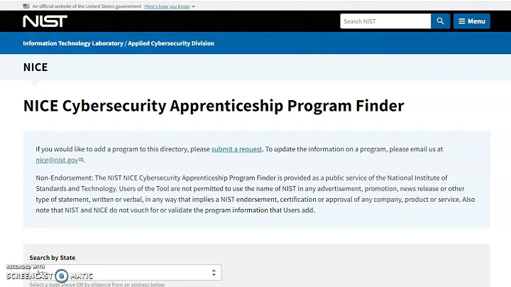 NIST NICE Cybersecurity Apprenticeship Program Finder
