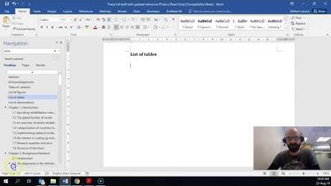 How to create a list of table (or figures) in a Masters or PhD thesis