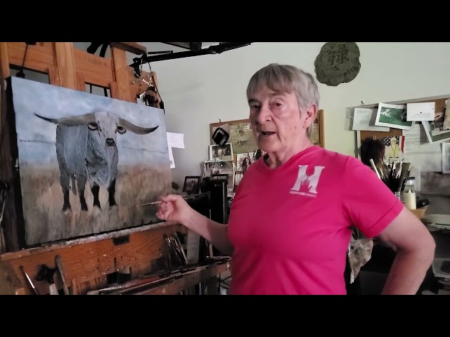 Wildlife Artist Kathy Winkler Painting Magnifico The Longhorn Bull