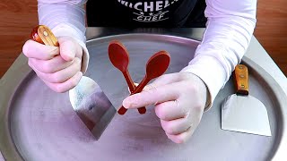 Chocolate spoons ice cream rolls street food - ايسكريم رول ملاعق الشوكولاتة