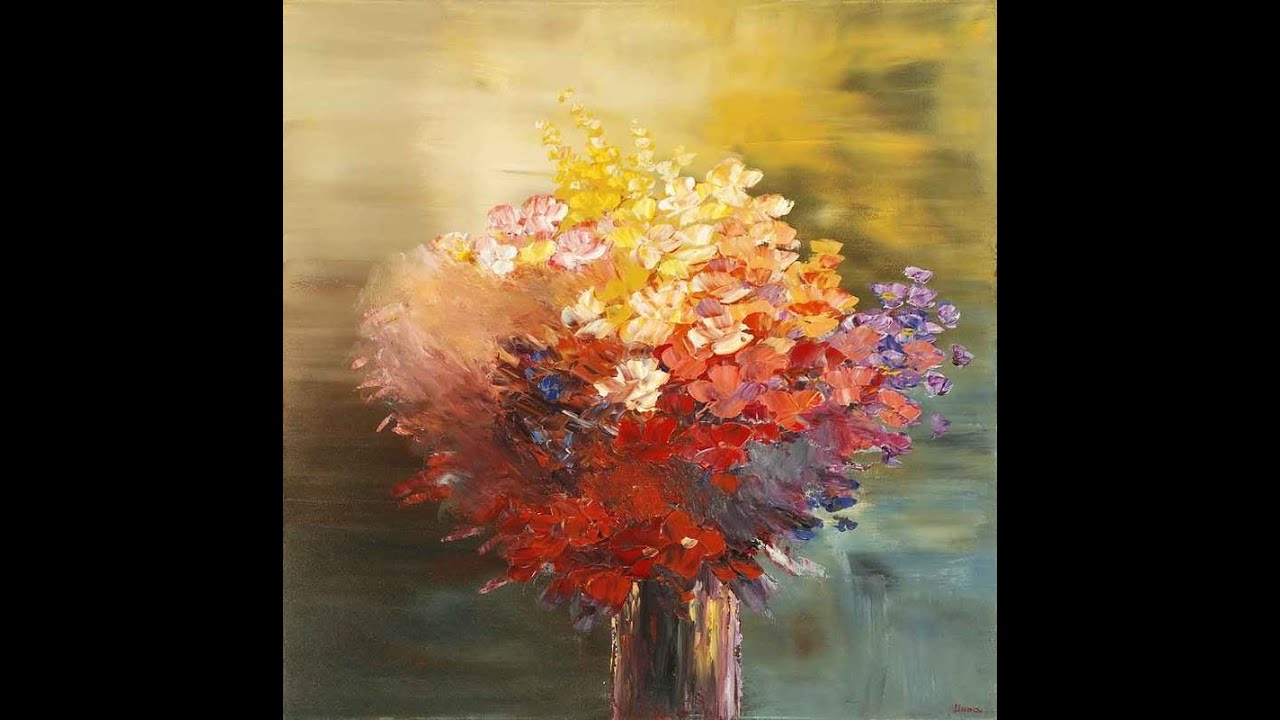 Impasto palette knife flower paintings part 3 by Tatiana Iliina YouTube