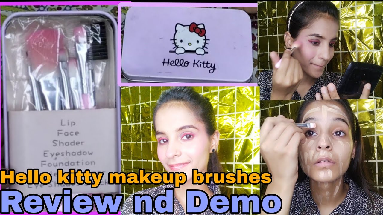 Hello Kitty Makeup Brushes Review & Demo || How to use brush step by step tutorial || Honest review😳