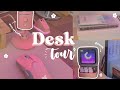 gaming desk tour 🌷 multipurpose + aesthetic setup | with links!