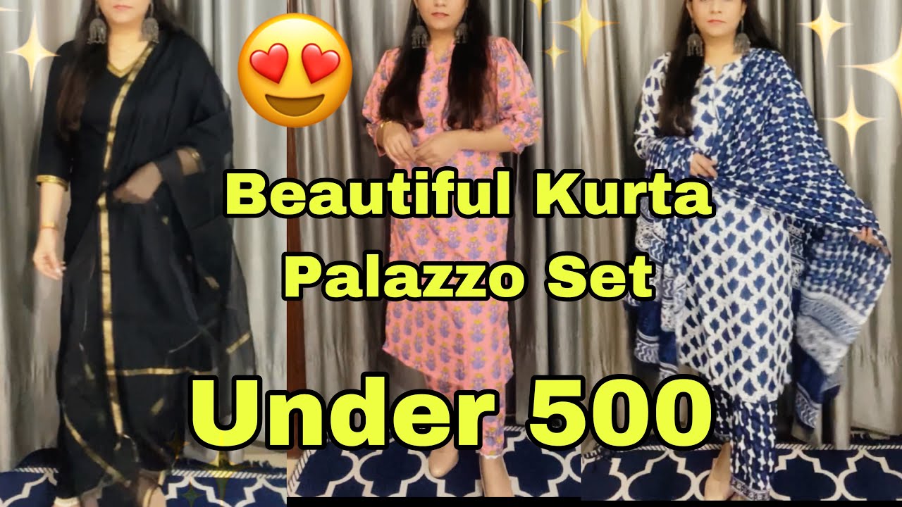 Affordable Kurta Palazzo Set Under 500😍, Kurta Set Under 500