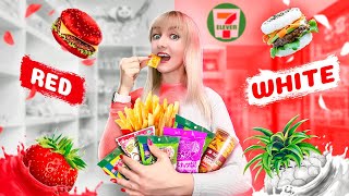 White vs Red Food Challenge in JAPANESE CONVENIENCE STORE