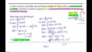 Famous Indefinite Integral Application: Maximum Height of a Ball Wealth