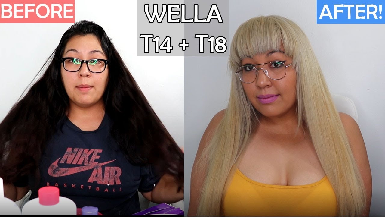 I DIY Bleach My Dark Hair To Blonde and Used Wella T14 and Wella T18! At Home...