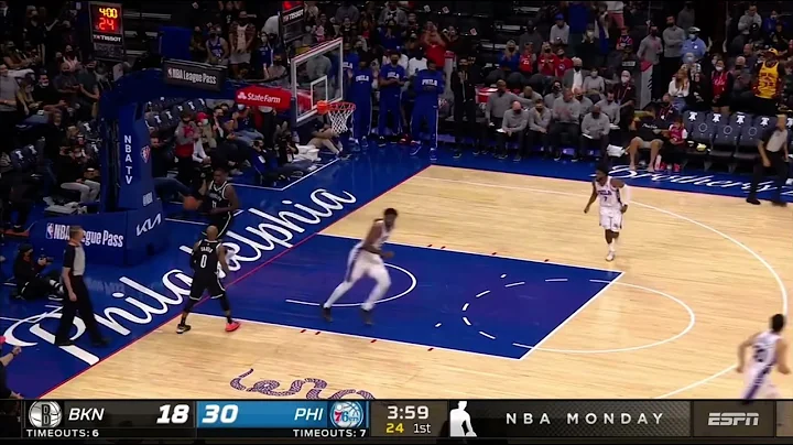 Joel Embiid throws down a hammer dunk then hypes up the crowd vs the Nets