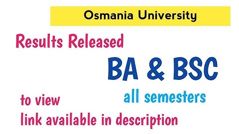 BA & BSC Results Released | OU