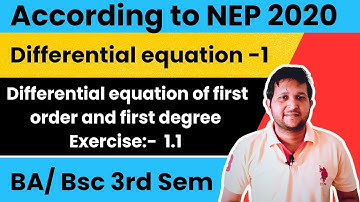 Differential equation of first order and first degree | differential equation bsc 3rd sem 