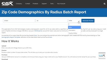 Online tool for Radius Demographics