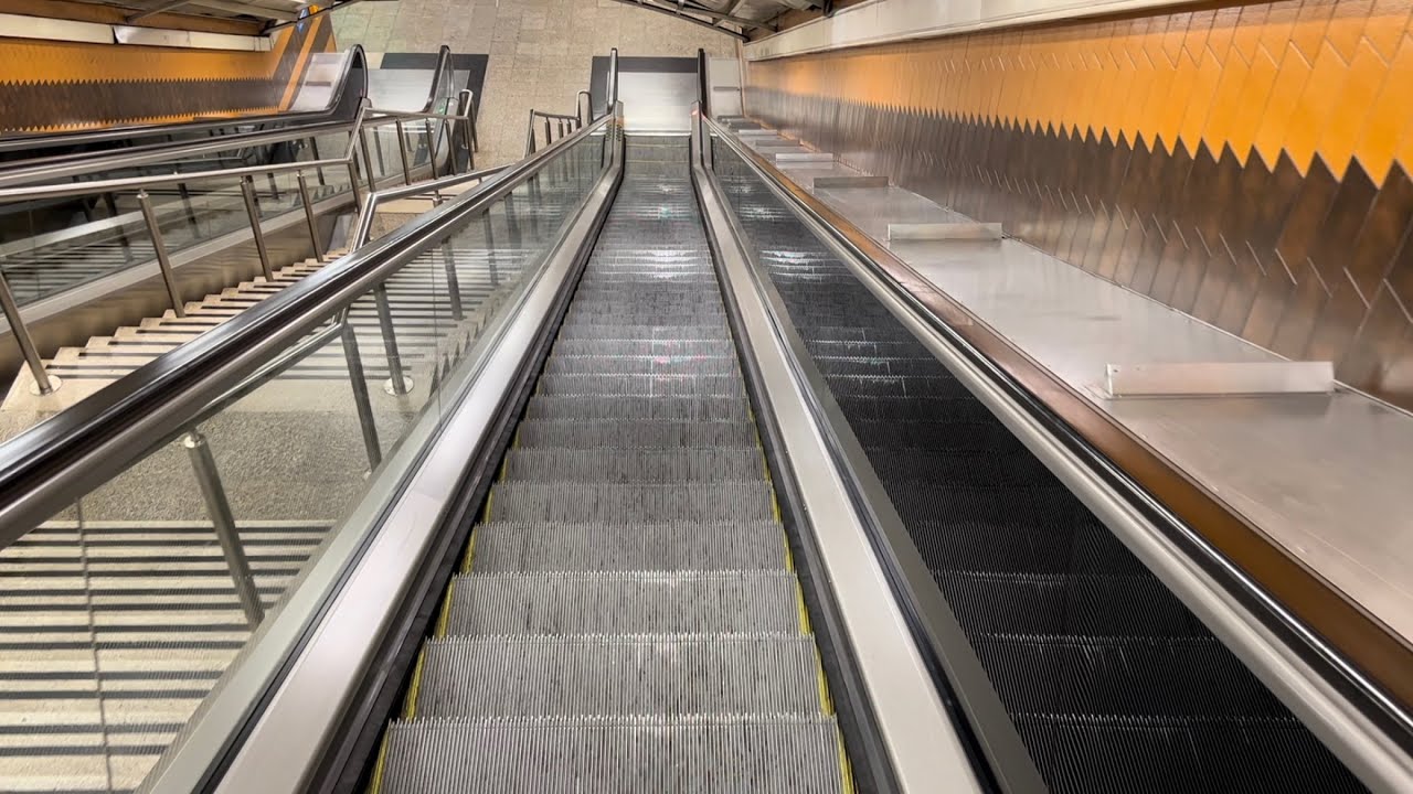 Madrid, Spain. 4x ThyssenKrupp Escalator ride at Ventilla Metro Station