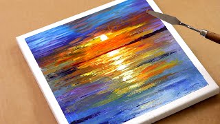 acrylic step painting sunset tutorial beginner simple sea