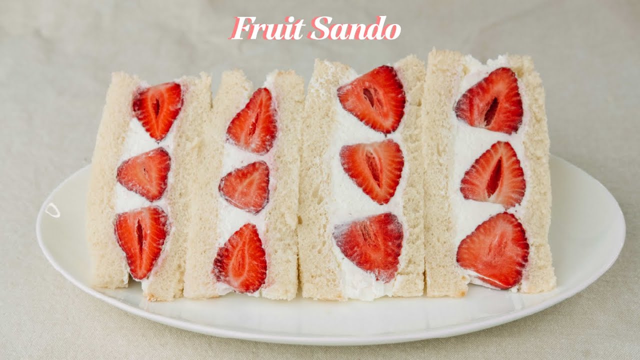 [SUB] Strawberry Cream Sandwich   Japanese Fruit Sandwich Recipe   딸기 샌드위치    フルーツサンドの作り方 レシピ
