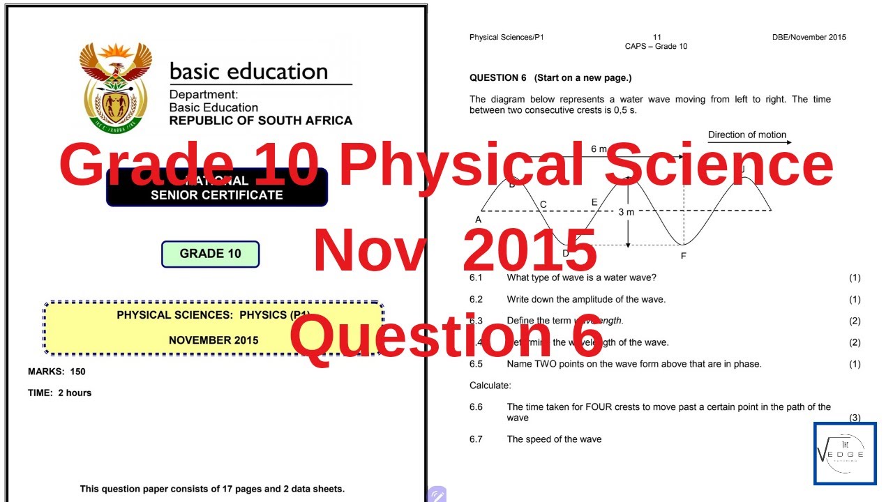 Grade 10 Physical Science Exam, P1 November 2015, Question 6 ...