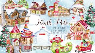 Christmas Houses Clipart Templates | Template PSD