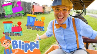 blippis train song choo choo here comes the train blippi learn colors and science