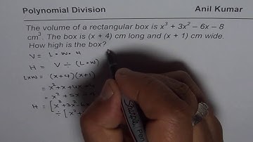 Polynomial Application Find Height from Given Volume Length and Width