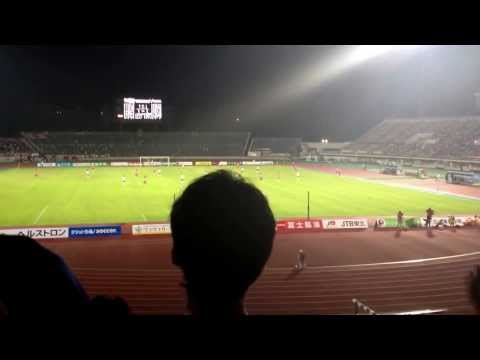 モンテディオ山形vsヴィッセル神戸　1点目直後　「FORZA　YAMAGATA」　2013.08.18
