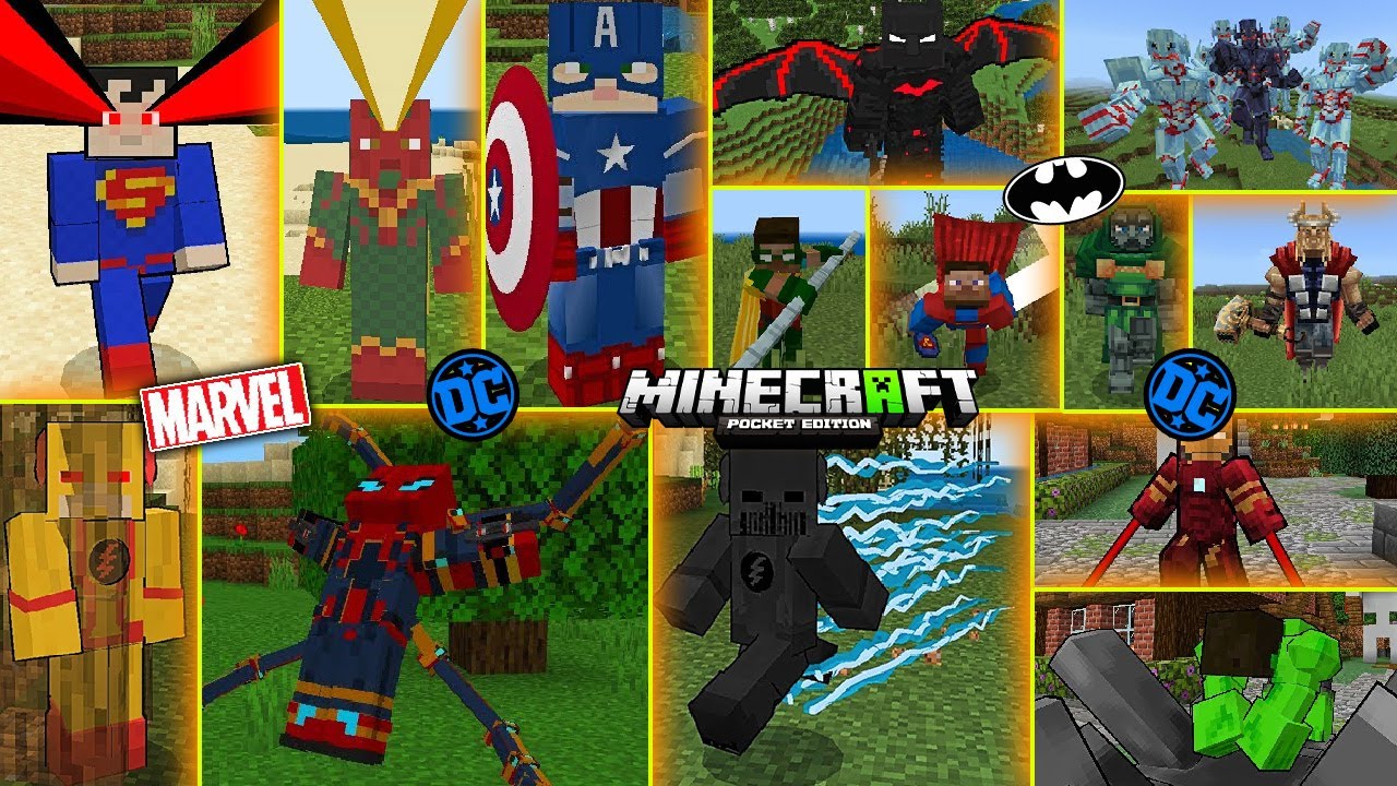 Marvel In Minecraft TOP 3 MARVEL SUPERHEROES MODS FOR MINECRAFT PE 😍| MCPE 1.21+ - YouTube