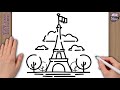 ????How to Draw the Eiffel Tower (France) for Kids | Easy Drawing and Coloring