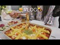 ENG) 친구와 고구마 떡볶이🍠, 수제 햄버거 만들어 먹고🍔 초코 버터링 쿠키 굽는 일상ㅣ칠리새우, 쉬림프 박스, 무뼈닭발, 버섯샌드위치, 짜계치, 야쓰 중성화