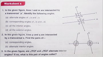 Dav Class 6 Math Chapter 11 Worksheet 2  || Transversal And Pairs Of Lines || @madhubanclasses