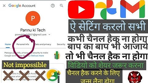 Manage Google Account :2 step verification kaise kare |How to Safe youtube Channel From hackers