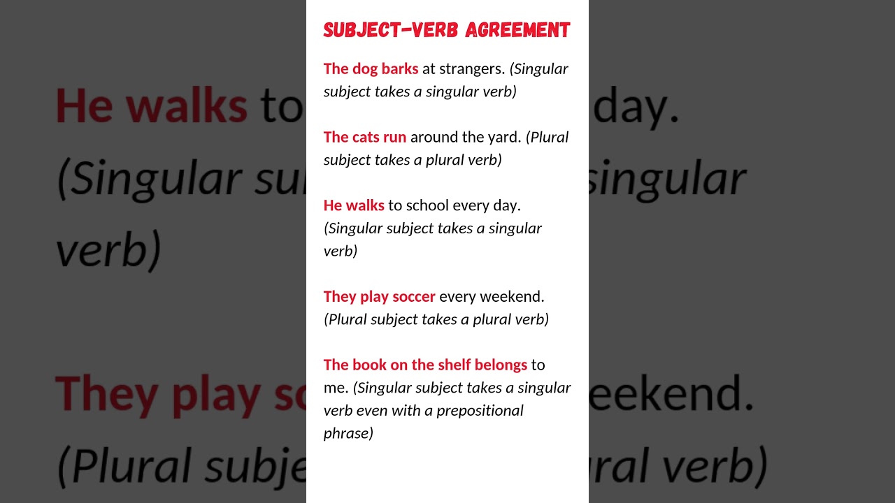 "Master Subject-Verb Agreement: 10 Clear Examples for Perfect Grammar"