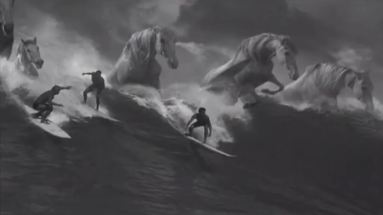 Guinness TV Commercial Horses In Waves Surfer Tick Followed Tock the-nostalgic-world-of-90-s-british-cartoons-youtube