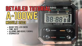 Casio A100WE (A100) Setting Guide | Complete Operations Tutorial: Time, Date, Alarm, Stopwatch